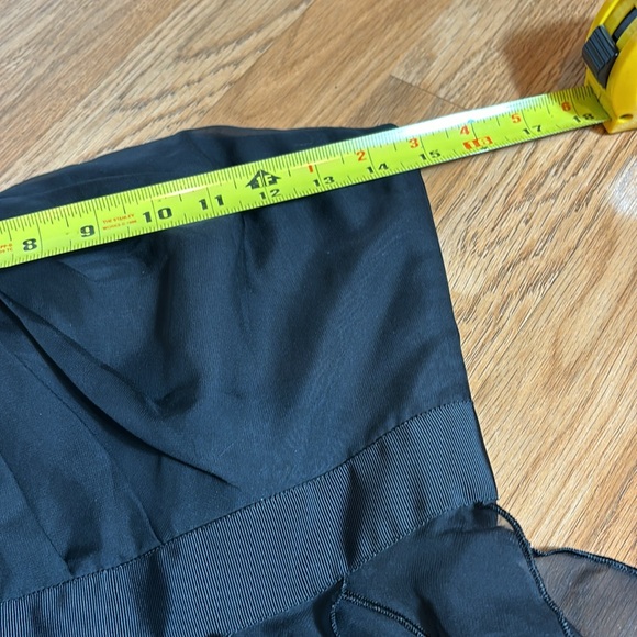 White House Black Market, strapless solid black ruffle midi dress. Size 0. - Picture 14 of 17